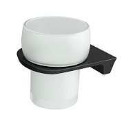 Стакан для ванной WasserKraft Glan с держателем стекло матовый/металл черный (K-5128)