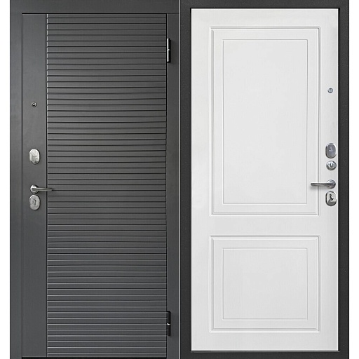 Дверь входная Ferroni Гарда правая сатин графит - эмалит белый 860х2050 мм