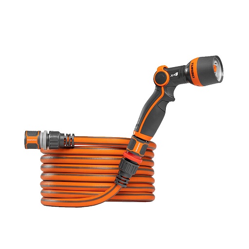 Шланг поливочный 1/2 15 м двухслойный Daewoo Aquazoom растягивающийся с коннектором и распылителем 4 режима (DWH 6102)