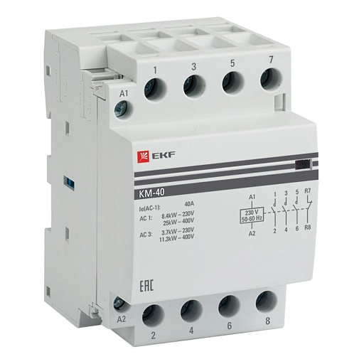 Контактор модульный EKF PROxima (km-3-40-31) 230-400 В 40 А тип AC 4Р Контактор модульный EKF PROxima (km-3-40-31) 230-400 В 40 А тип AC 4Р