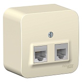 Розетка компьютерная/ телефонная Systeme Electric Blanca накладная молочная RJ11/ RJ45 (BLNIA045112)