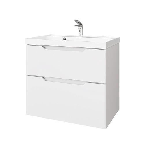 Комплект тумба с раковиной Raval Wector 70 см подвесная белая (Wct.01.70/P/W/MD)