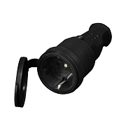 Розетка штепсельная UNIVersal одинарная с заземлением IP44 черная Розетка штепсельная UNIVersal одинарная с заземлением IP44 черная