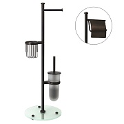 Стойка с бумагодержателем и ершом WasserKraft напольная стекло/металл бронза Стойка с бумагодержателем и ершом WasserKraft напольная стекло/металл бронза