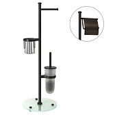 Стойка с бумагодержателем и ершом WasserKraft напольная стекло/металл бронза