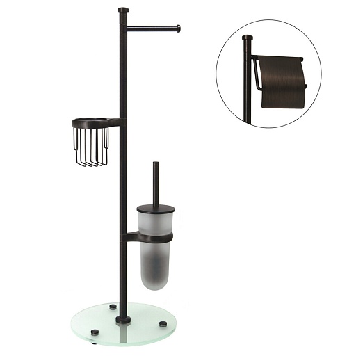 Стойка с бумагодержателем и ершом WasserKraft напольная стекло/металл бронза  Стойка с бумагодержателем и ершом WasserKraft напольная стекло/металл бронза