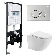 Комплект инсталляции Abber с унитазом Bequem с кнопкой хром и сиденьем микролифт (AC1100T-AC0105-AC0121)