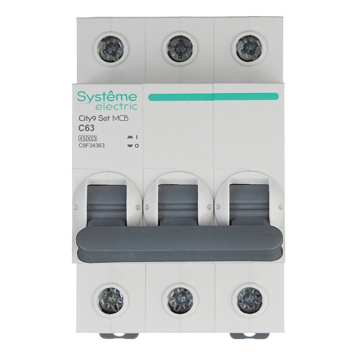 Автоматический выключатель модульный Systeme Electric City9 Set 3P 63А 4,5 кА 400 В (C9F34363) Автоматический выключатель модульный Systeme Electric City9 Set 3P 63А 4,5 кА 400 В (C9F34363)