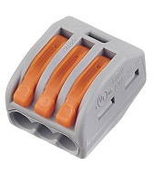 Клемма на 3 провода Wago 222-413 0,08-2,5 кв. мм с рычажками без пасты (50 шт.) Клемма на 3 провода Wago 222-413 0,08-2,5 кв. мм с рычажками без пасты (50 шт.)