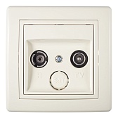 Розетка телевизионная с рамкой Aling-conel 612P.999 проходная TV-FM скрытая установка бежевая Розетка телевизионная с рамкой Aling-conel 612P.999 проходная TV-FM скрытая установка бежевая