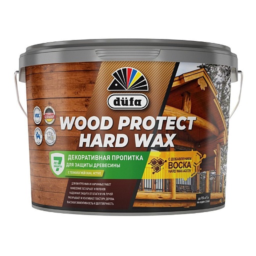 Антисептик Dufa Wood Protect Hard Wax декоративный для дерева белоснежный 9 л