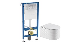 Комплект инсталляции Geberit Delta Duofix с унитазом Corsa Deco LXH с кнопкой хром и сиденьем дюропласт микролифт (458.149.21.2/WHLXH500ST)