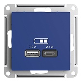 Розетка USB Systeme Electric AtlasDesign встраиваемая аквамарин USB-A/ Type-C (ATN001139) Розетка USB Systeme Electric AtlasDesign встраиваемая аквамарин USB-A/ Type-C (ATN001139)