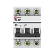 Автоматический выключатель модульный EKF Basic ВА 47-29 3P 6А тип B 4,5 кА 400 В (mcb4729-3-06-B)