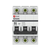 Автоматический выключатель модульный EKF Basic ВА 47-29 3P 6А тип B 4,5 кА 400 В (mcb4729-3-06-B)