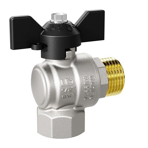 Кран шаровой латунный LD Pride 1 ВР(г) х 1 НР(ш) бабочка угловой (LD 47.212.25) Кран шаровой латунный LD Pride 1 ВР(г) х 1 НР(ш) бабочка угловой (LD 47.212.25)