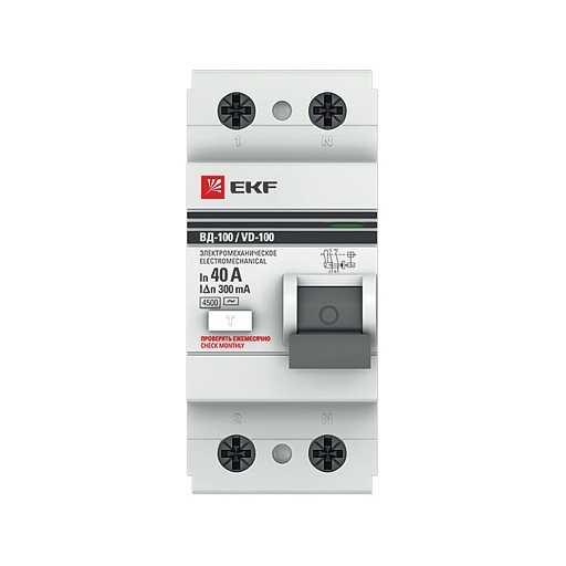 УЗО EKF PROxima ВД-100 40А 1P+N тип AC 300 мА 4,5 кА (elcb-2-40-300-em-pro) УЗО EKF PROxima ВД-100 40А 1P+N тип AC 300 мА 4,5 кА (elcb-2-40-300-em-pro)