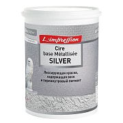 Краска лессирующая L'impression Cire base Metallisee Silver с эффектом патины серая 0,8 л