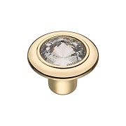 Ручка-кнопка мебельная Kerron Crystal d30 мм металлическая с кристаллами золото (CRL35 OT)
