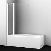 Шторка для ванной стеклянная прозрачная 110х140х0,6 см распашная профиль белый WasserKraft Leine 35P (35P02-110WHITE Fixed)