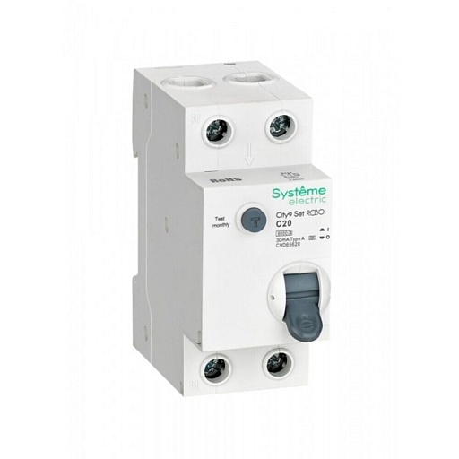 Автомат дифференциальный Systeme Electric City9 Set 20А 1P+N тип A 30 мА 6 кА (C9D65620) Автомат дифференциальный Systeme Electric City9 Set 20А 1P+N тип A 30 мА 6 кА (C9D65620)