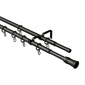 Карниз настенный металлический двухрядный раздвижной 160-300 см d16/19 мм черный (151.211)