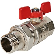Кран шаровой латунный Stout SVB 1 1/4 ВР(г) х 1 1/4 НР(ш) полнопроходной бабочка со сгоном прямой (SVB-1007-200032)