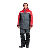 Костюм рабочий мужской утепленный ГК Спецобъединение КМ-10 52-54 рост 170-176 см серо-черный/красный Костюм рабочий мужской утепленный ГК Спецобъединение КМ-10 52-54 рост 170-176 см серо-черный/красный