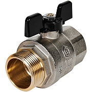 Кран шаровой латунный Stout SVB 1 1/4 ВР(г) х 1 1/4 НР(ш) полнопроходной бабочка прямой (SVB-0004-200032)