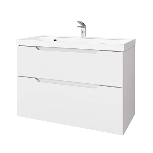 Комплект тумба с раковиной Raval Wector 90 см подвесная белая (Wct.01.90/P/W/MD)