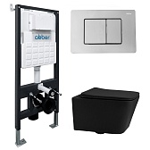 Комплект инсталляции Abber с унитазом Rechteck с кнопкой хром и сиденьем микролифт (AC1201MB-AC0105-AC0120)