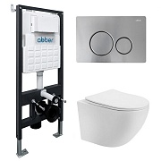 Комплект инсталляции Abber с унитазом Bequem с кнопкой хром и сиденьем микролифт (AC1100T-AC0105-AC0121MCH)