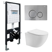 Комплект инсталляции Abber с унитазом Bequem с кнопкой хром и сиденьем микролифт (AC1100T-AC0105-AC0121MCH)
