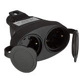 Розетка штепсельная Svet двойная с заземлением IP44 черная Розетка штепсельная Svet двойная с заземлением IP44 черная