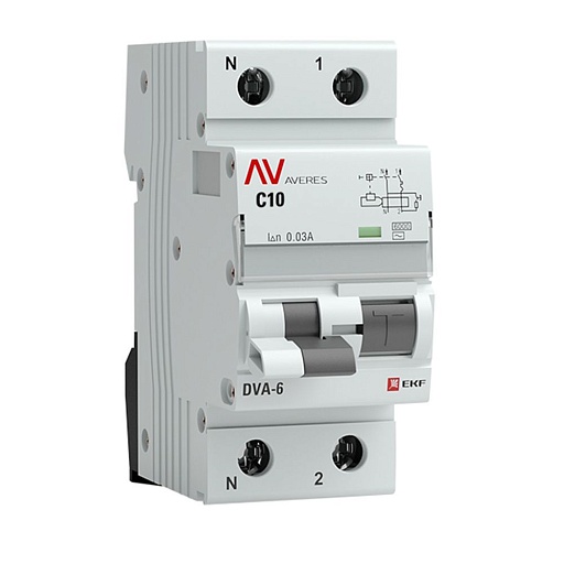 Автомат дифференциальный EKF Averes DVA-6 10А 1P+N тип AC 30 мА 6 кА (rcbo6-1pn-10C-30-ac-av) Автомат дифференциальный EKF Averes DVA-6 10А 1P+N тип AC 30 мА 6 кА (rcbo6-1pn-10C-30-ac-av)