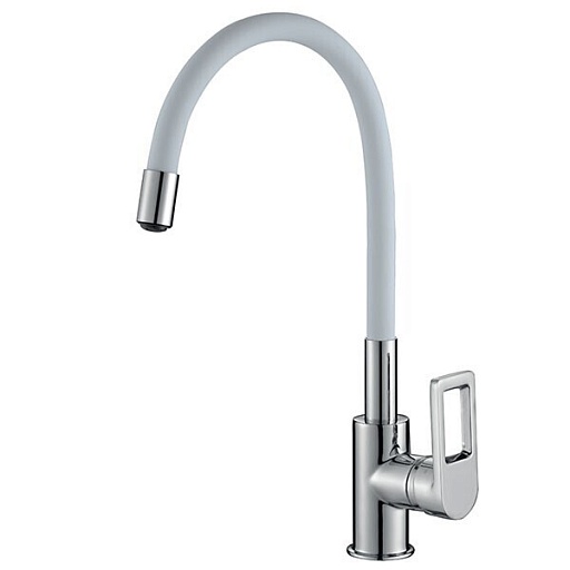 Смеситель для кухни Rossinka Z хром/белый с гибким изливом однорычажный (Z35-35U-White)