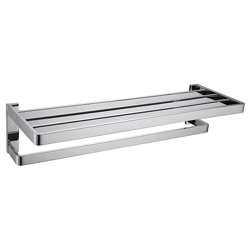 Полка для полотенец Abber Westen 600х210 мм с дополнительной штангой на шуруп нержавеющая сталь хром (AA1758) Полка для полотенец Abber Westen 600х210 мм с дополнительной штангой на шуруп нержавеющая сталь хром (AA1758)