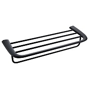 Полка для полотенец Abber Nord 600х225 мм с дополнительной штангой на шуруп нержавеющая сталь черная матовая (AA1554B) Полка для полотенец Abber Nord 600х225 мм с дополнительной штангой на шуруп нержавеющая сталь черная матовая (AA1554B)