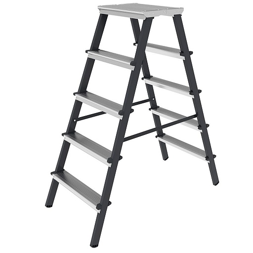 Стремянка алюминиевая 5 ступеней 80 мм двухсторонняя 1,10 м Новая высота Стремянка алюминиевая 5 ступеней 80 мм двухсторонняя 1,10 м Новая высота