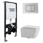 Комплект инсталляции Abber с унитазом Rechteck с кнопкой хром и сиденьем микролифт (AC1201-AC0105-AC0120)
