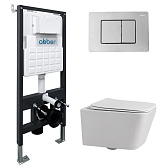 Комплект инсталляции Abber с унитазом Rechteck с кнопкой хром и сиденьем микролифт (AC1201-AC0105-AC0120)