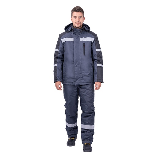 Костюм рабочий мужской утепленный ГК Спецобъединение Роуд 52-54 рост 182-188 см темно-серый/черный Костюм рабочий мужской утепленный ГК Спецобъединение Роуд 52-54 рост 182-188 см темно-серый/черный