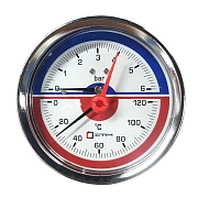 Термоманометр СТМ аксиальный 1/4 НР(ш) х 1/2 НР(ш) 6 бар d80 мм (CTM14A06)