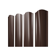 Евроштакетник двухсторонний круглый 0,45 мм 128х1800 мм коричневый RAL 8017 фигурный срез