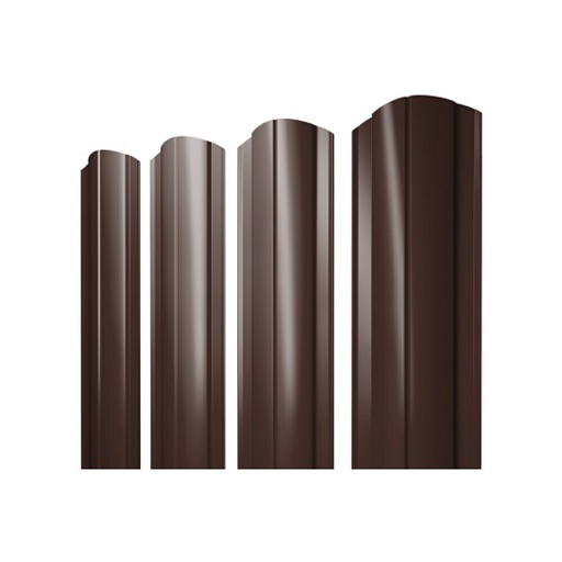 Евроштакетник двухсторонний круглый 0,45 мм 128х1800 мм коричневый RAL 8017 фигурный срез