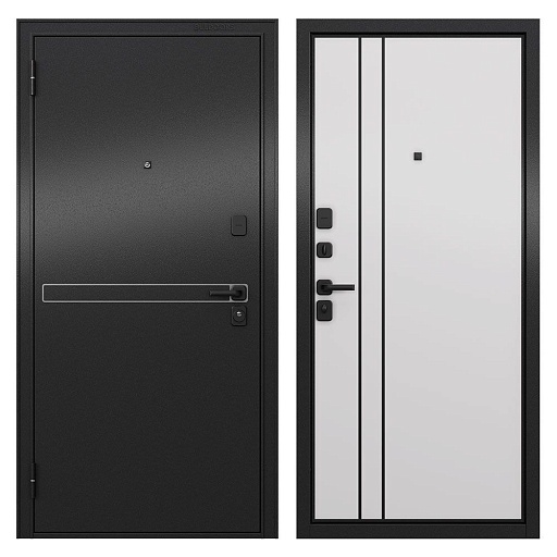 Дверь входная Buldoors Райд левая черный муар металлик - белый софт 960х2050 мм