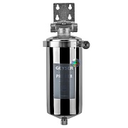 Корпус фильтра Гейзер Премьер для холодной и горячей воды нержавеющая сталь 10BB 1 НР(ш) х 1 НР(ш) серебро