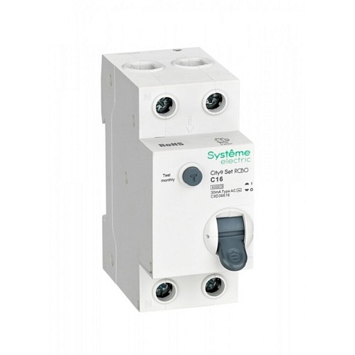 Автомат дифференциальный Systeme Electric City9 Set 16А 1P+N тип AC 30 мА 6 кА (C9D36616) Автомат дифференциальный Systeme Electric City9 Set 16А 1P+N тип AC 30 мА 6 кА (C9D36616)