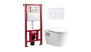 Комплект инсталляции Corsa Deco CX с унитазом Corsa Deco DX Rimless с кнопкой белой и сиденьем дюропласт микролифт