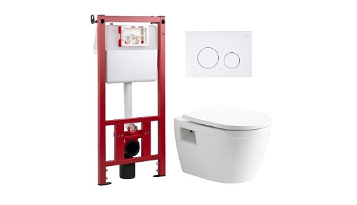 Комплект инсталляции Corsa Deco CX с унитазом Corsa Deco DX Rimless с кнопкой белой и сиденьем дюропласт микролифт